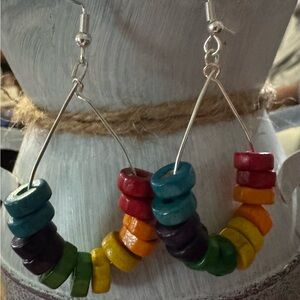 Handmade rainbow Colorful Beaded Hoop Earrings